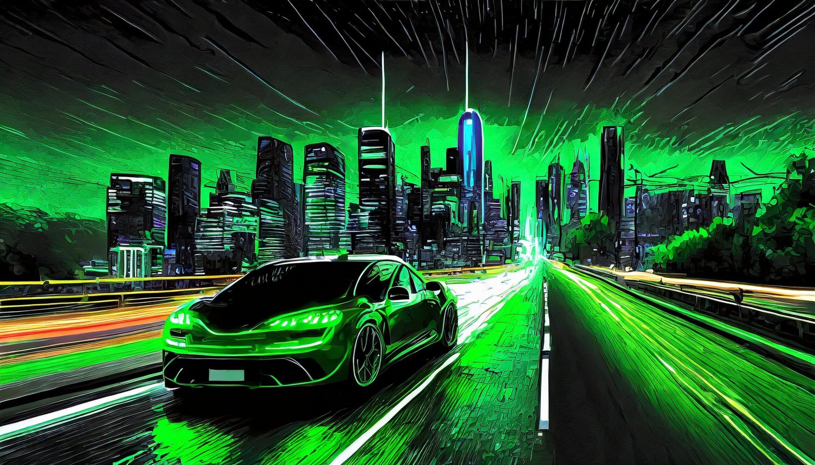EV cars move through the streets